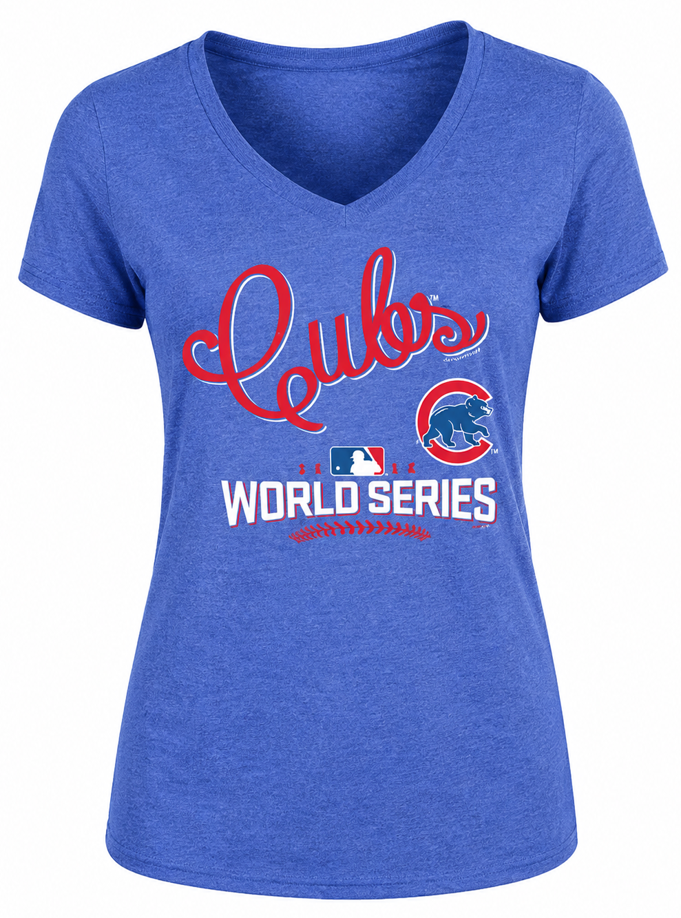 Women's Chicago Cubs 2016 World Series Script Tri-Blend V-Neck Tee