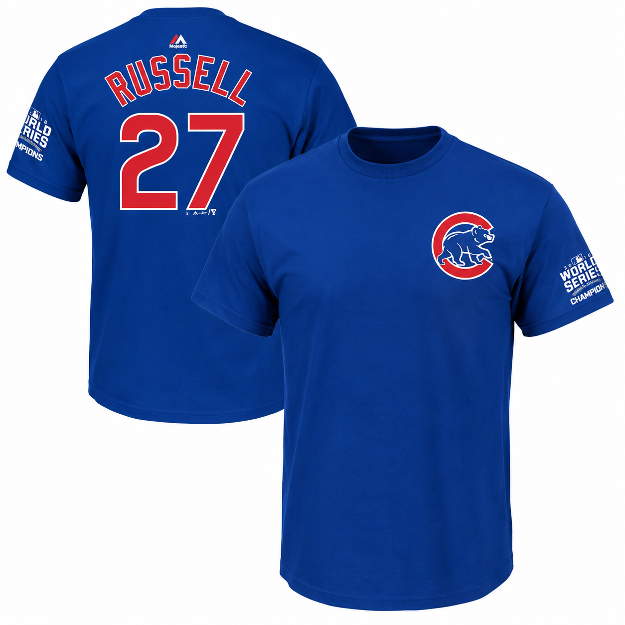 Men's Chicago Cubs Addison Russell 2016 World Series Champions Name & Number T-Shirt
