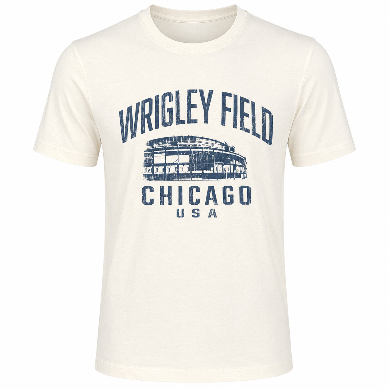 Men's Wrigley Field Chicago Vintage Clark & Addison Cream Tee
