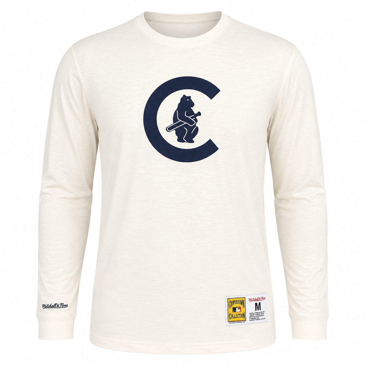 Men's Chicago Cubs Cooperstown Collection Cream Legendary Slub Long Sleeve Tee