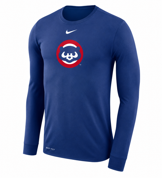 Men's Nike Chicago Cubs Royal Long Sleeve Cooperstown Collection 1984 Logo Logo Tee