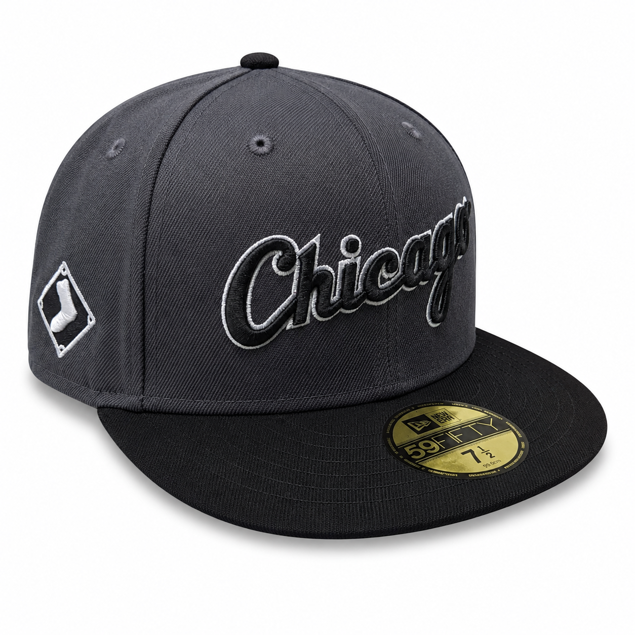 Chicago White Sox Graphite/Black New Era Script 59FIFTY Fitted Hat