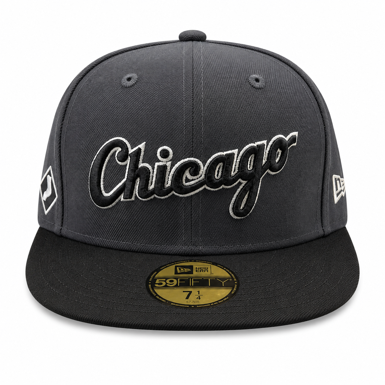 Chicago White Sox Graphite/Black New Era Script 59FIFTY Fitted Hat