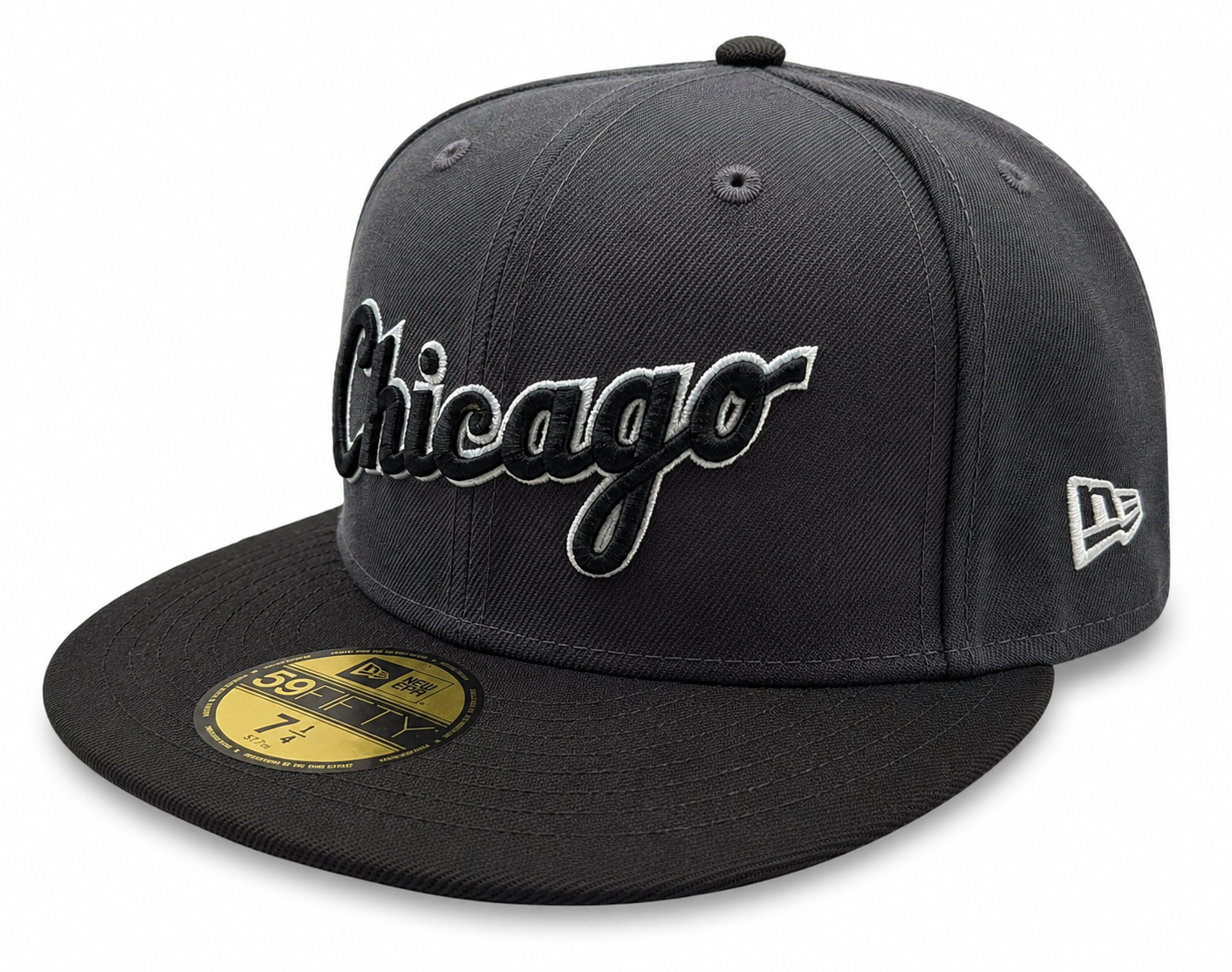 Chicago White Sox Graphite/Black New Era Script 59FIFTY Fitted Hat