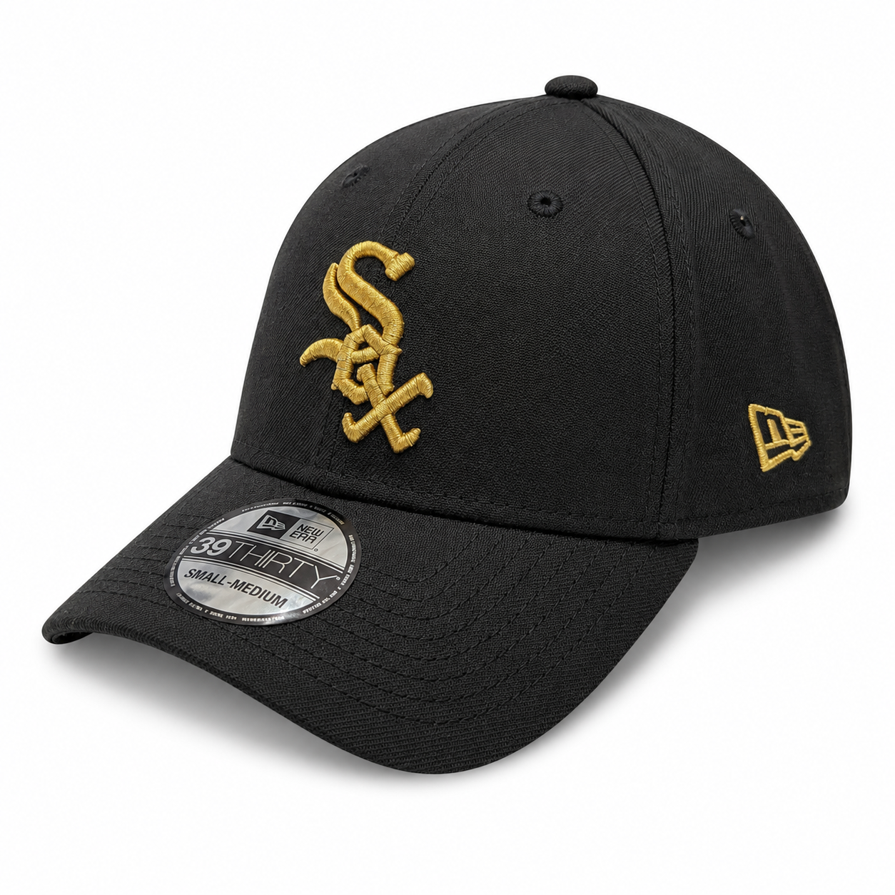 Chicago White Sox 2005 World Series Champions Gold 39THIRTY Black Flex Fit New Era Hat
