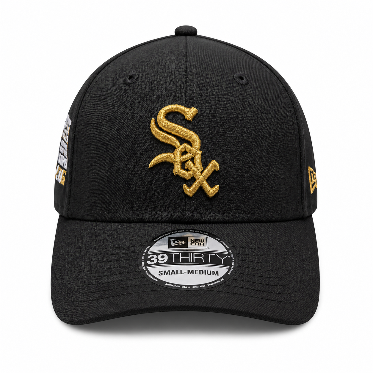Chicago White Sox 2005 World Series Champions Gold 39THIRTY Black Flex Fit New Era Hat