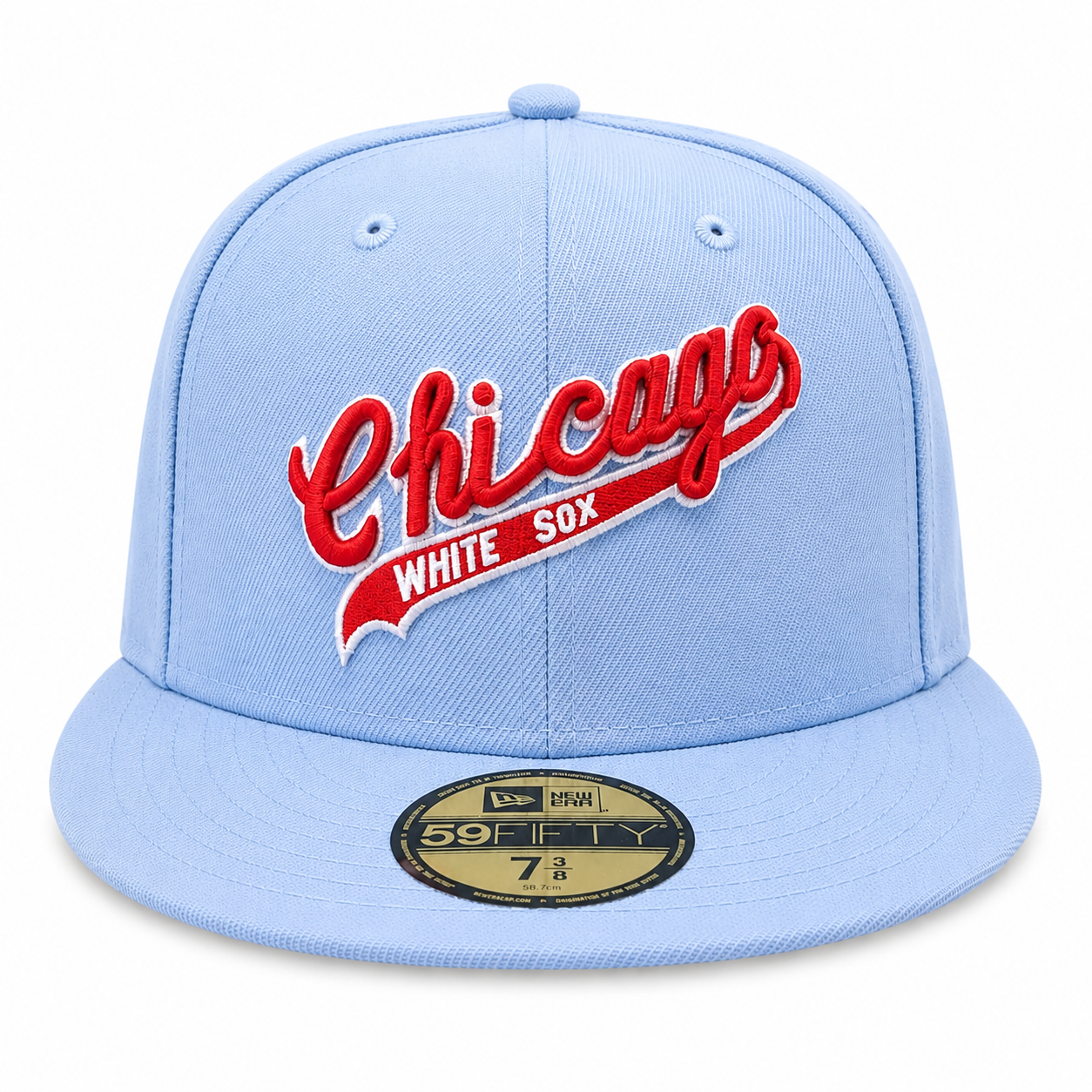 Chicago White Sox New Era Sky Blue Cooperstown Script 59FIFTY Fitted Hat
