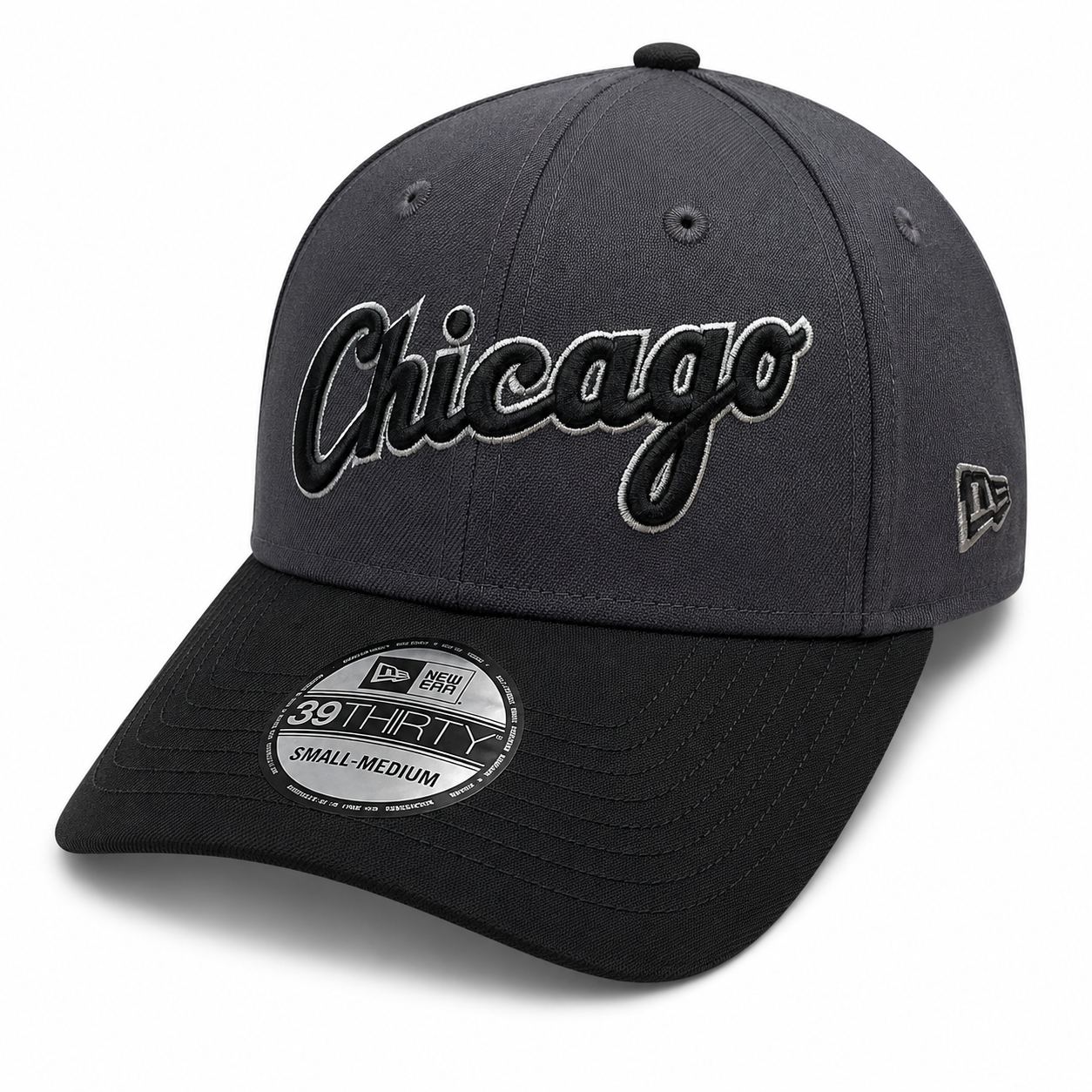 Chicago White Sox New Era Graphite/Black Script 39THIRTY Flex Hat