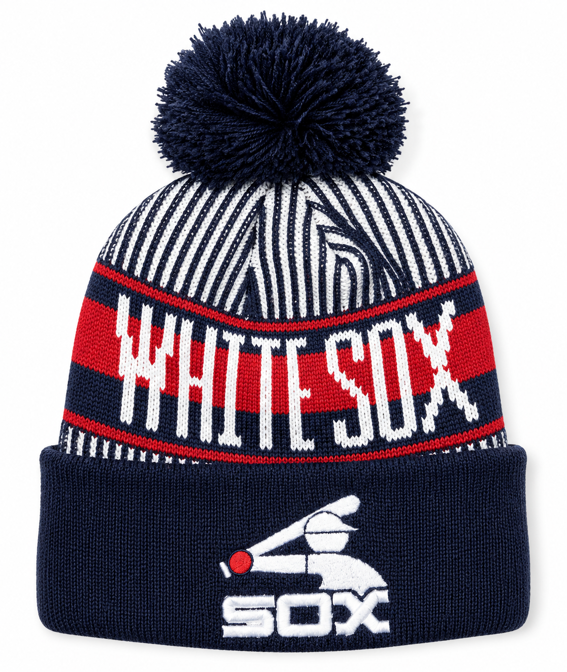 Child Chicago White Sox New Era Junior Cooperstown Collection Knitstripe Navy Cuffed Pom Knit Hat