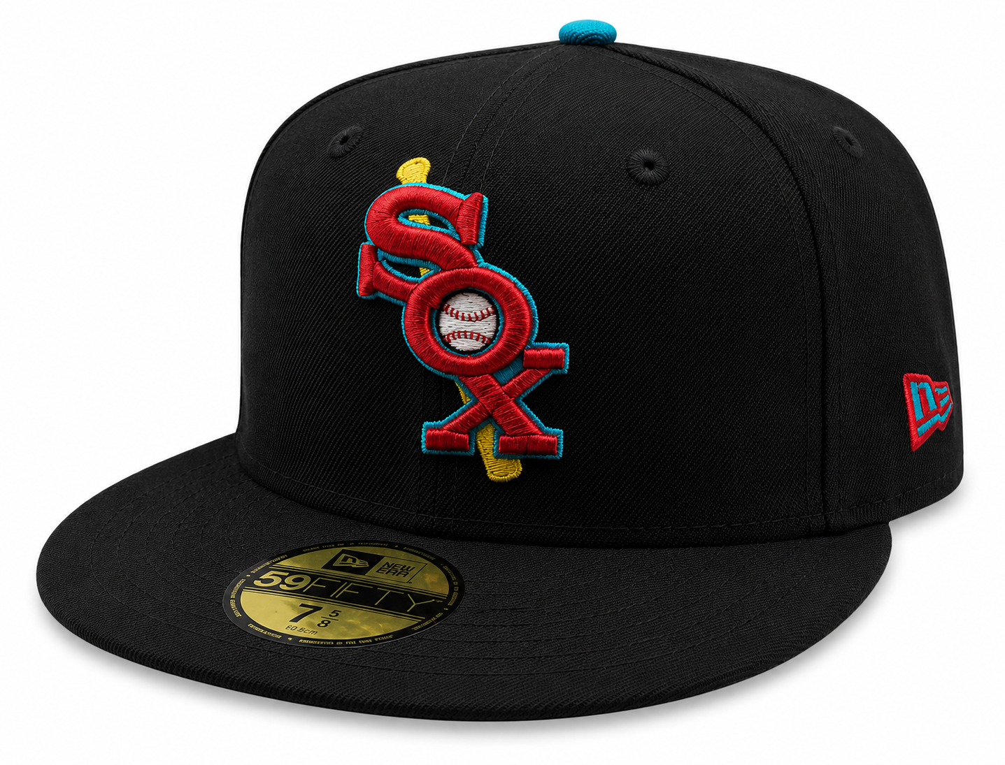 Chicago White Sox New Era Black/Aqua 59FIFTY Fitted Hat