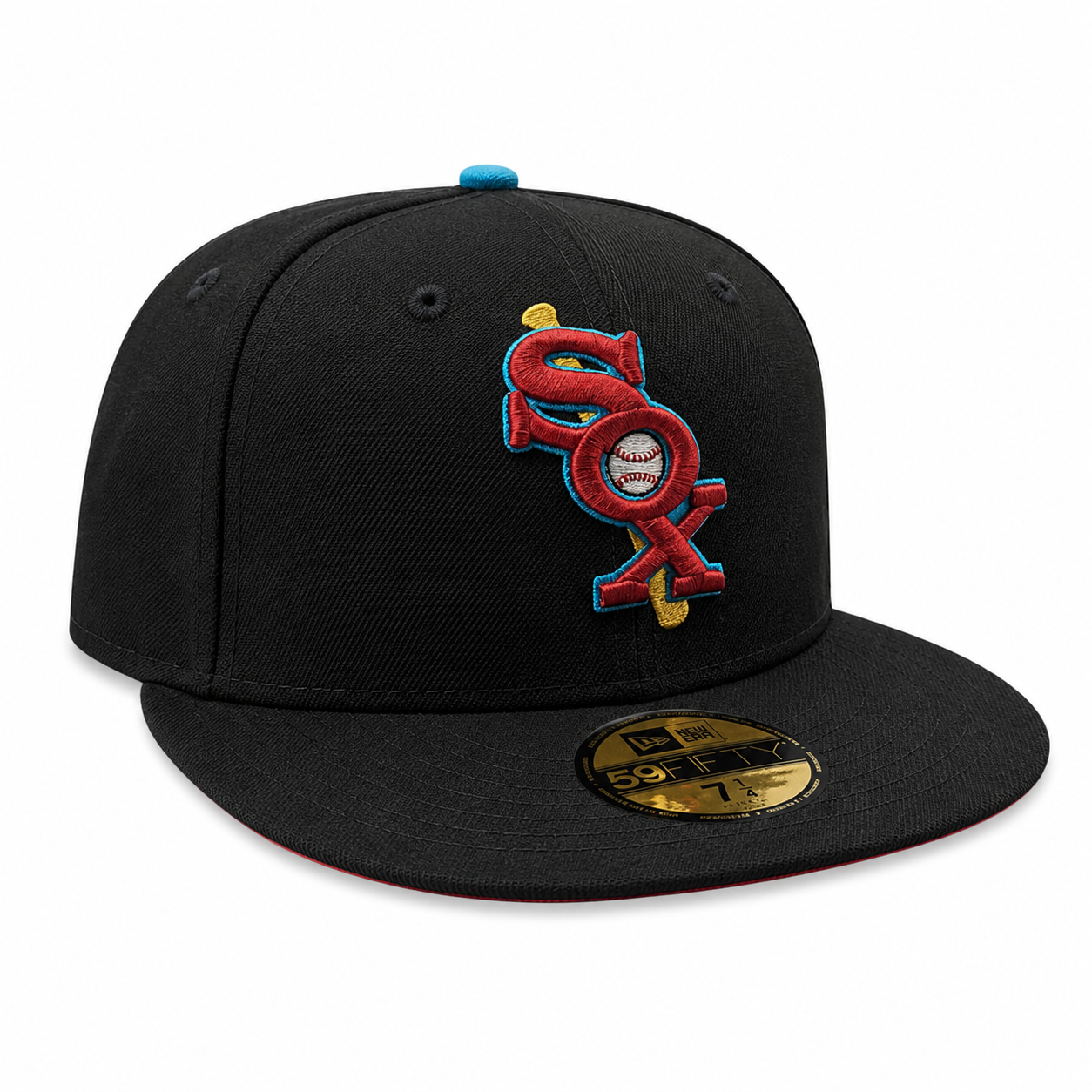Chicago White Sox New Era Black/Aqua 59FIFTY Fitted Hat