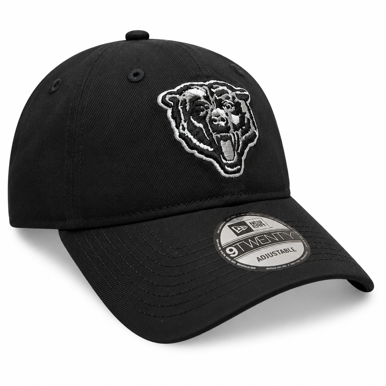 Chicago Bears New Era Black And White Primary Logo 9TWENTY Adjustable Hat
