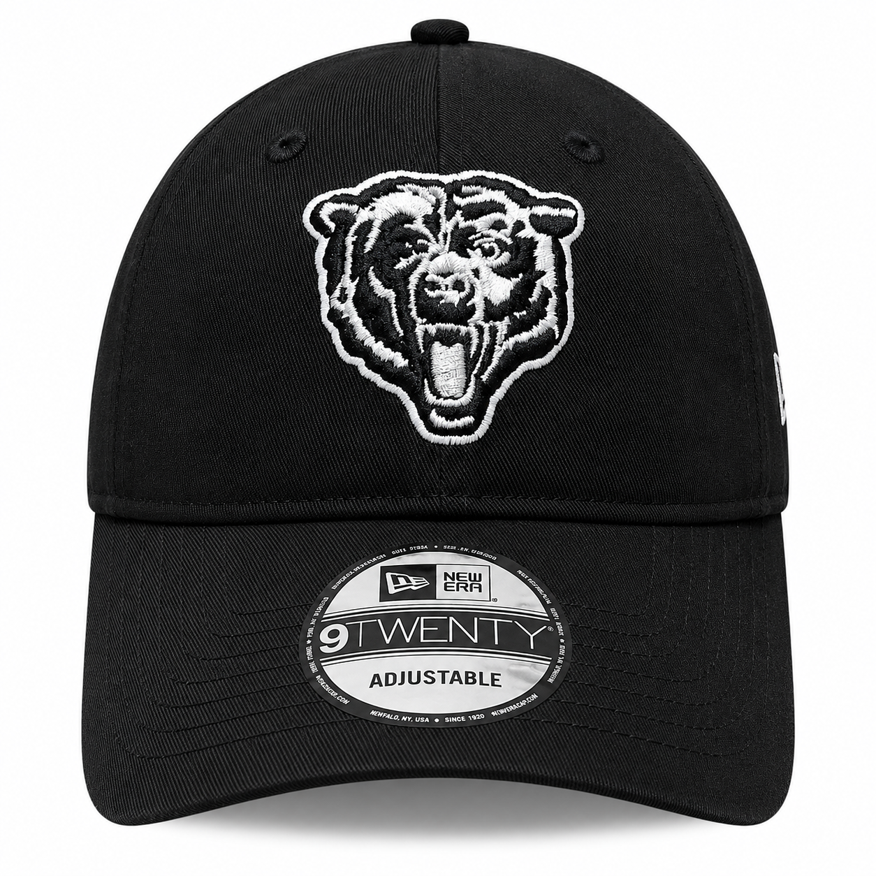 Chicago Bears New Era Black And White Primary Logo 9TWENTY Adjustable Hat