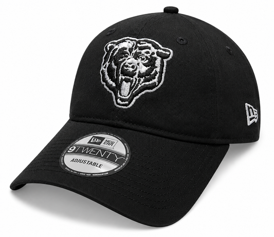 Chicago Bears New Era Black And White Primary Logo 9TWENTY Adjustable Hat