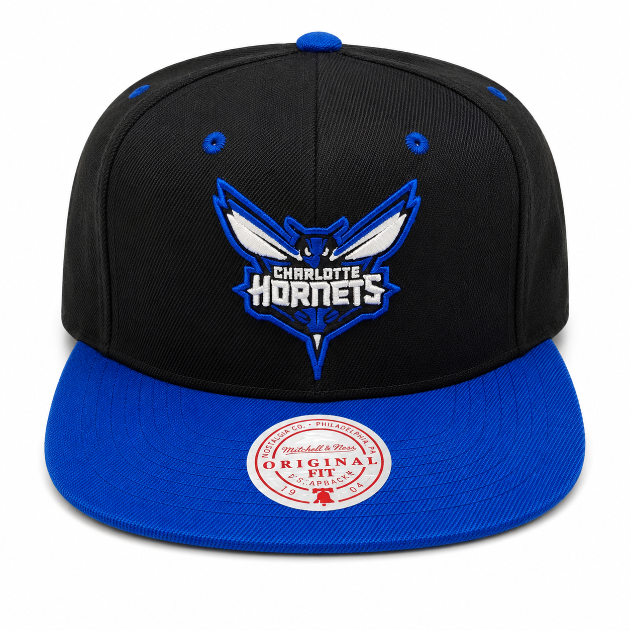 Men's Charlotte Hornets Mitchell & Ness NBA Black Royality Snapback Hat