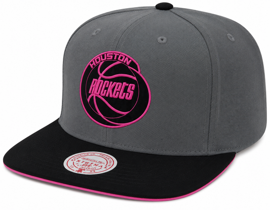 Men's Houston Rockets NBA Neon Lights HWC Mitchell & Ness Snapback Hat