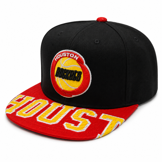 Men's Mitchell & Ness Black/Red Houston Rockets Hardwood Classics Snapshot Adjustable Snapback Hat