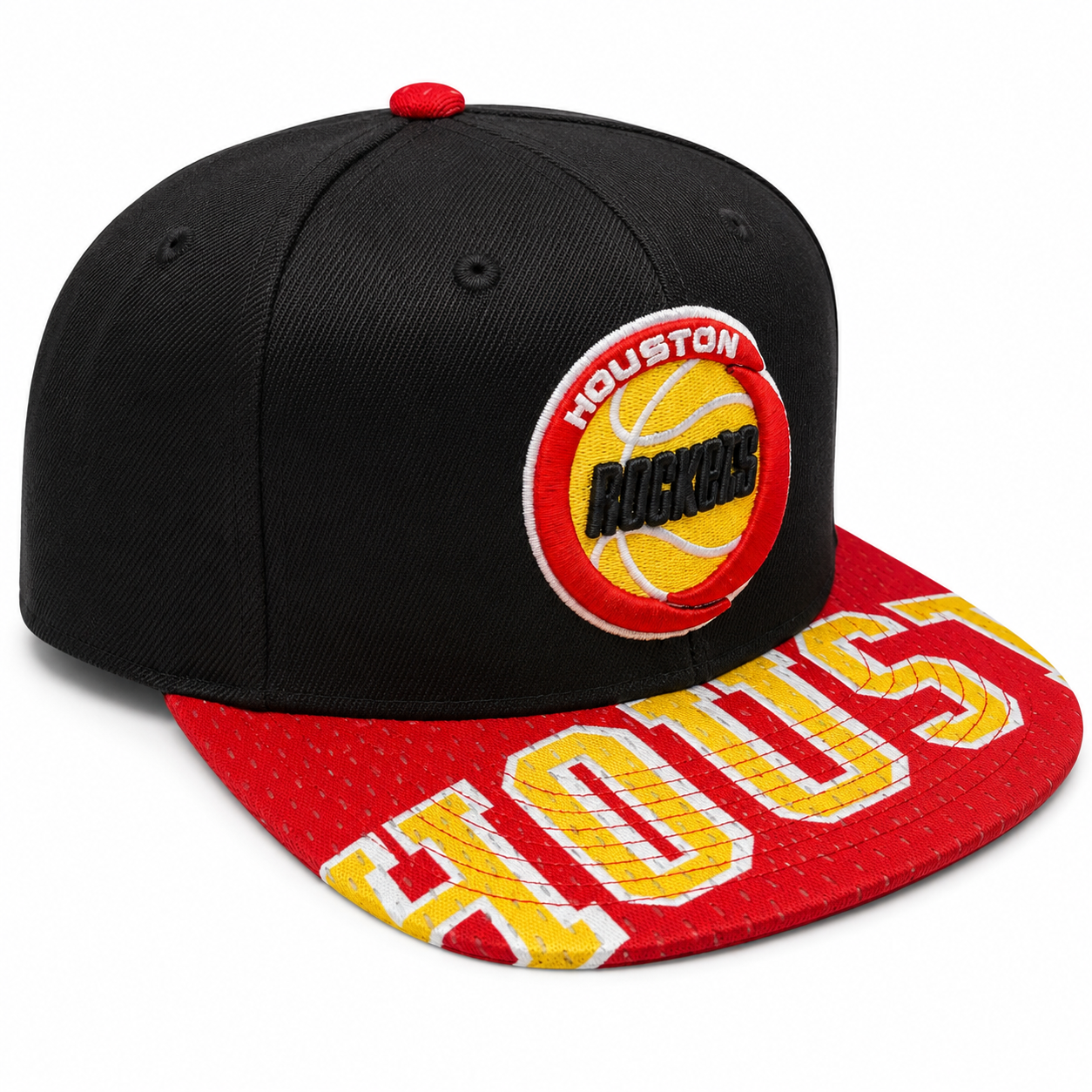 Men's Mitchell & Ness Black/Red Houston Rockets Hardwood Classics Snapshot Adjustable Snapback Hat