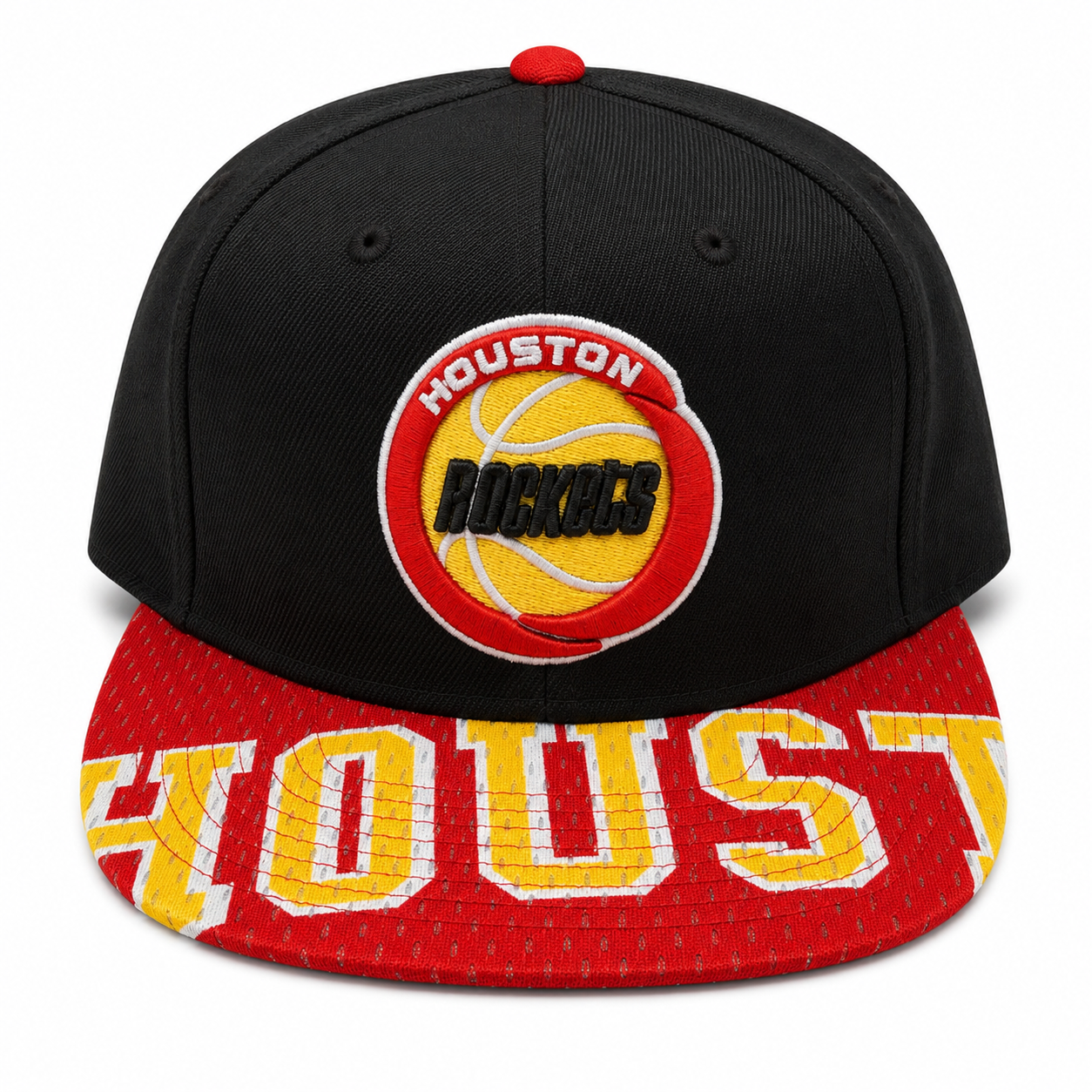 Men's Mitchell & Ness Black/Red Houston Rockets Hardwood Classics Snapshot Adjustable Snapback Hat