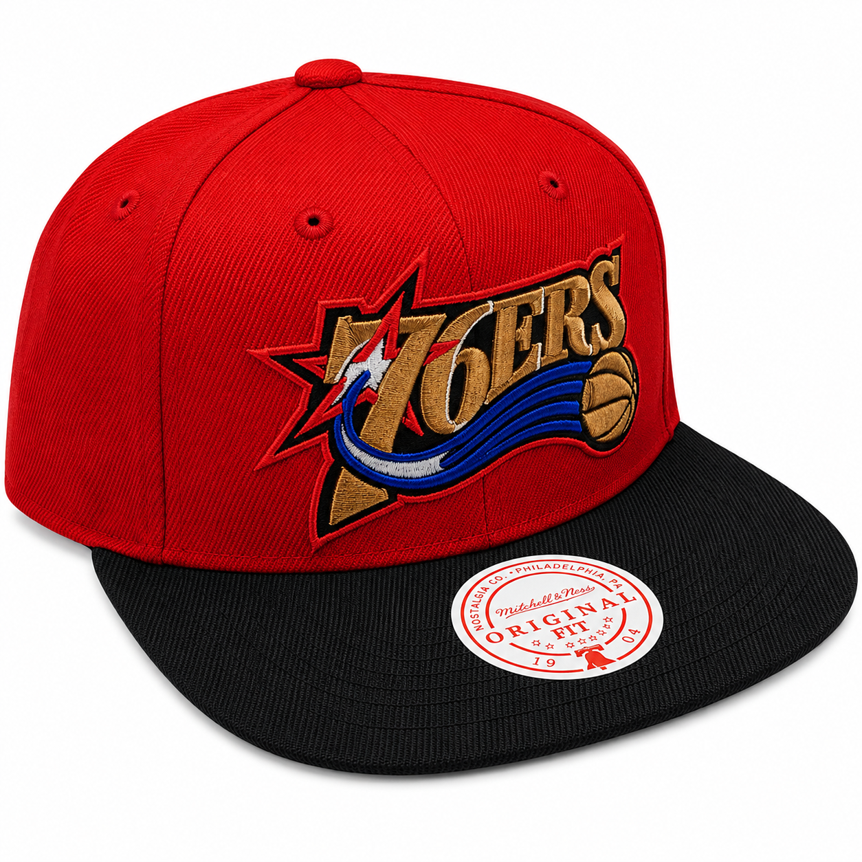 Men's Philadelphia 76ers NBA Core Basic 2 Tone Red/Black HWC Mitchell & Ness Snapback Hat