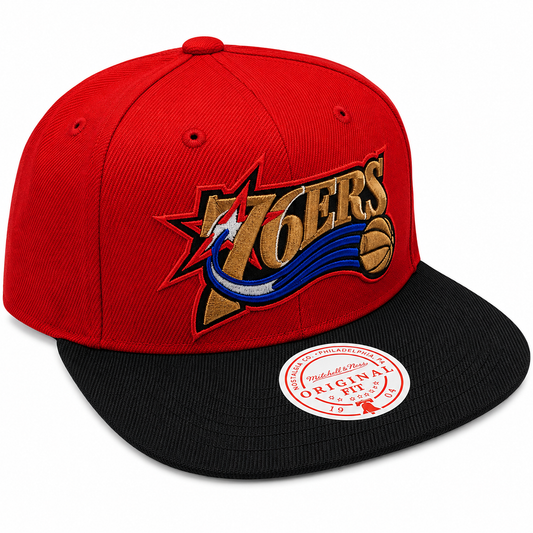 Men's Philadelphia 76ers NBA Core Basic 2 Tone Red/Black HWC Mitchell & Ness Snapback Hat