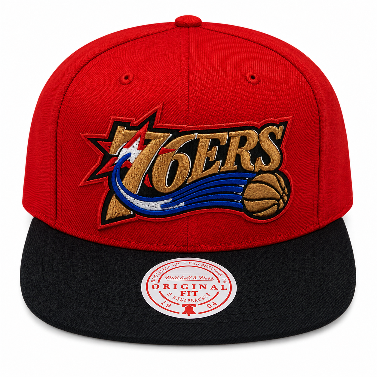 Men's Philadelphia 76ers NBA Core Basic 2 Tone Red/Black HWC Mitchell & Ness Snapback Hat