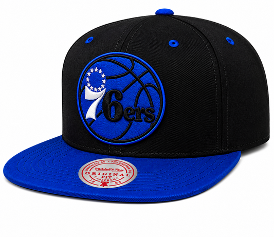 Men's Philadelphia 76ers NBA Black Royality Mitchell & Ness Snapback Hat