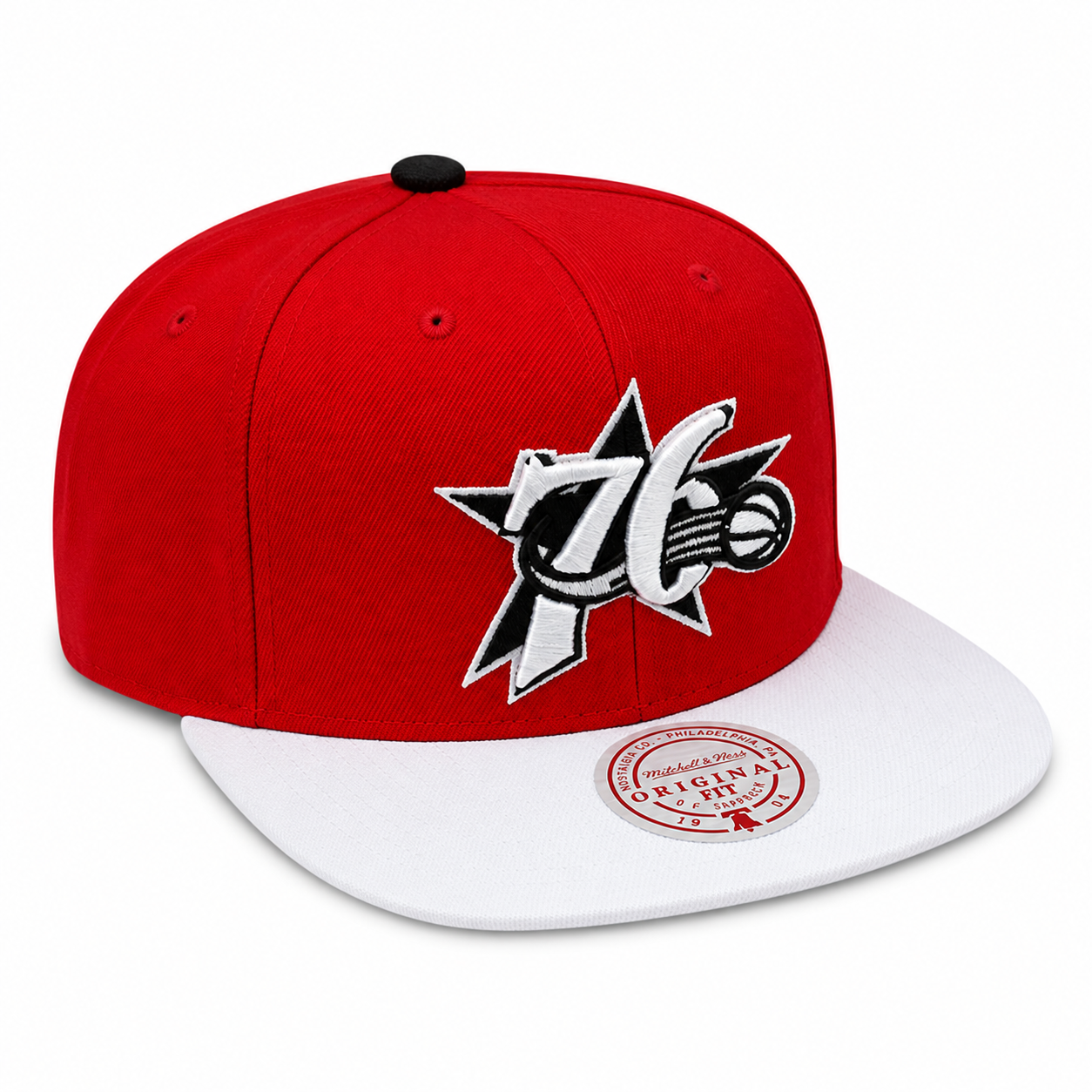 Men's Philadelphia 76ers NBA Cardinal Red 2 Tone HWC Mitchell & Ness Snapback Hat