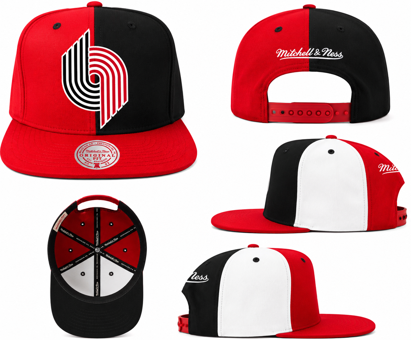 Men's Portland Trail Blazers Mitchell & Ness NBA Pinwheel Snapback Hat