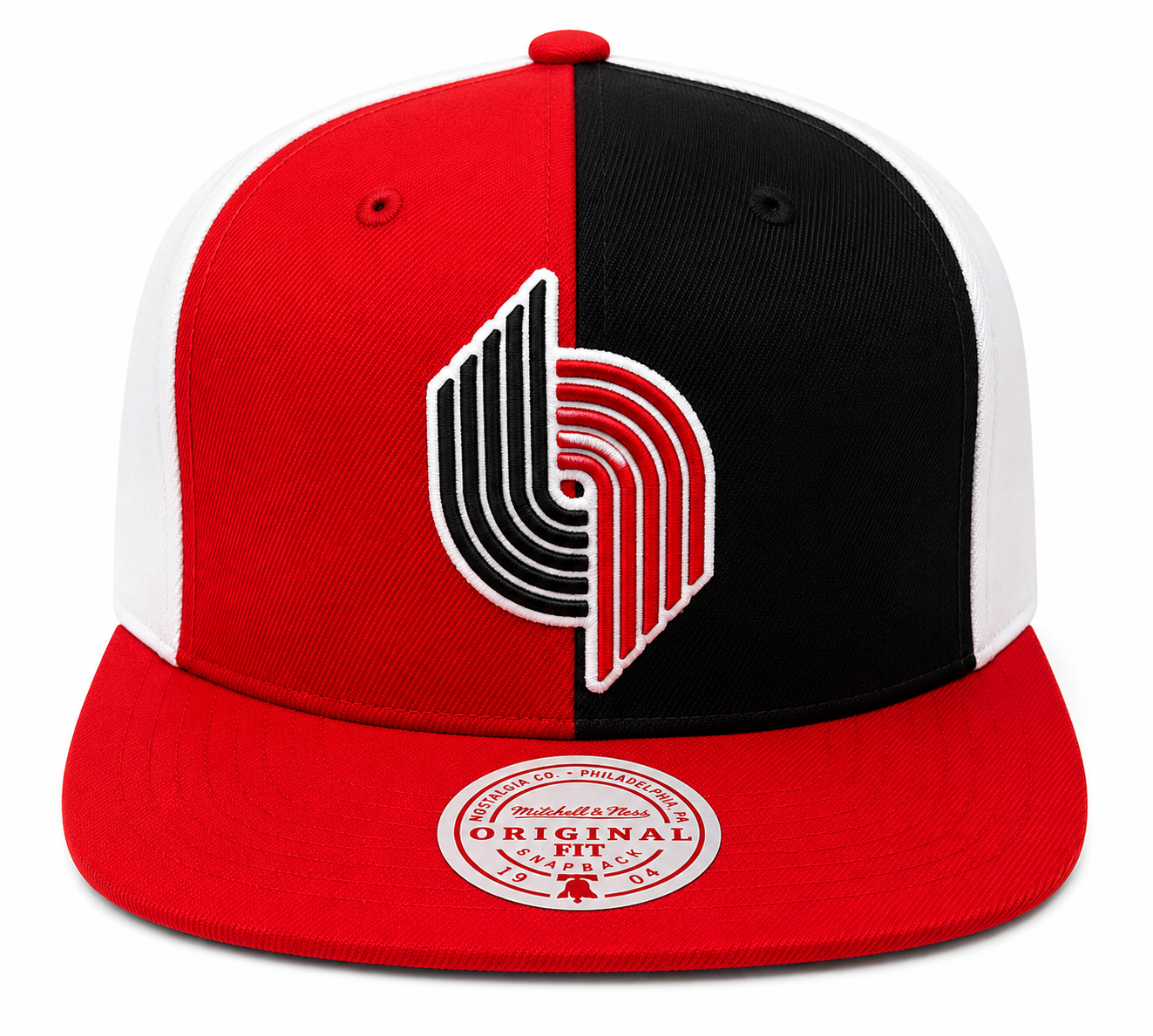 Men's Portland Trail Blazers Mitchell & Ness NBA Pinwheel Snapback Hat