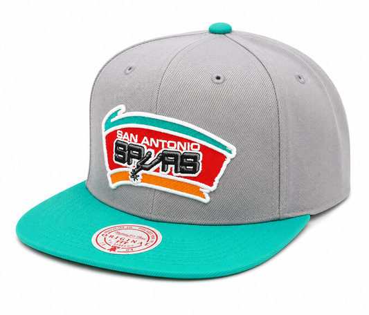 Men's Mitchell & Ness San Antonio Spurs Hardwood Classics Core Gray/ Teal Adjustable Snapback Hat