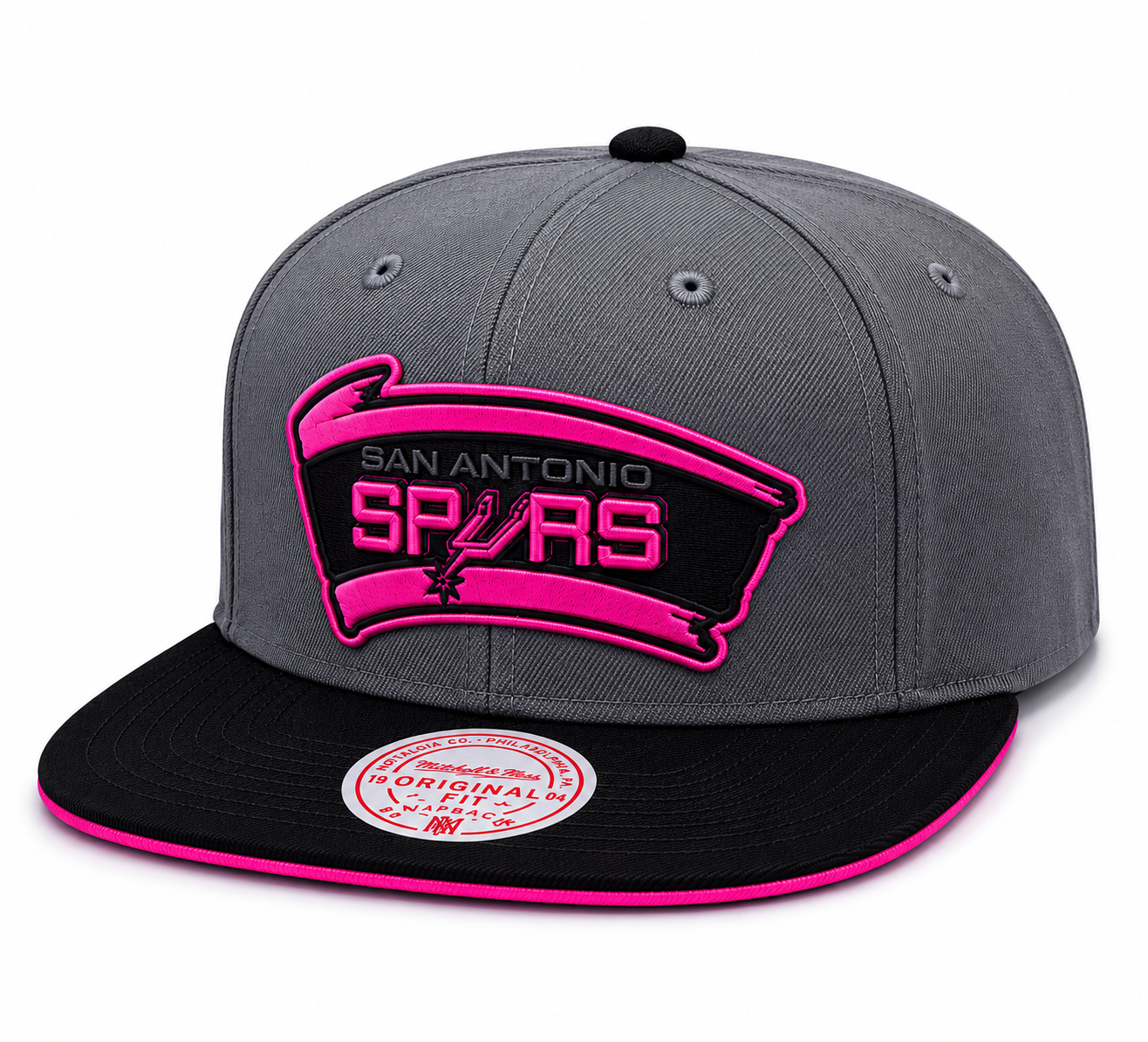 Men's San Antonio Spurs NBA Neon Lights HWC Mitchell & Ness Snapback Hat