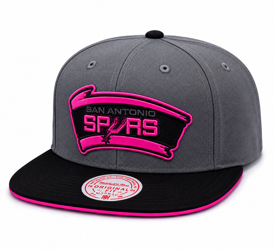 Men's San Antonio Spurs NBA Neon Lights HWC Mitchell & Ness Snapback Hat