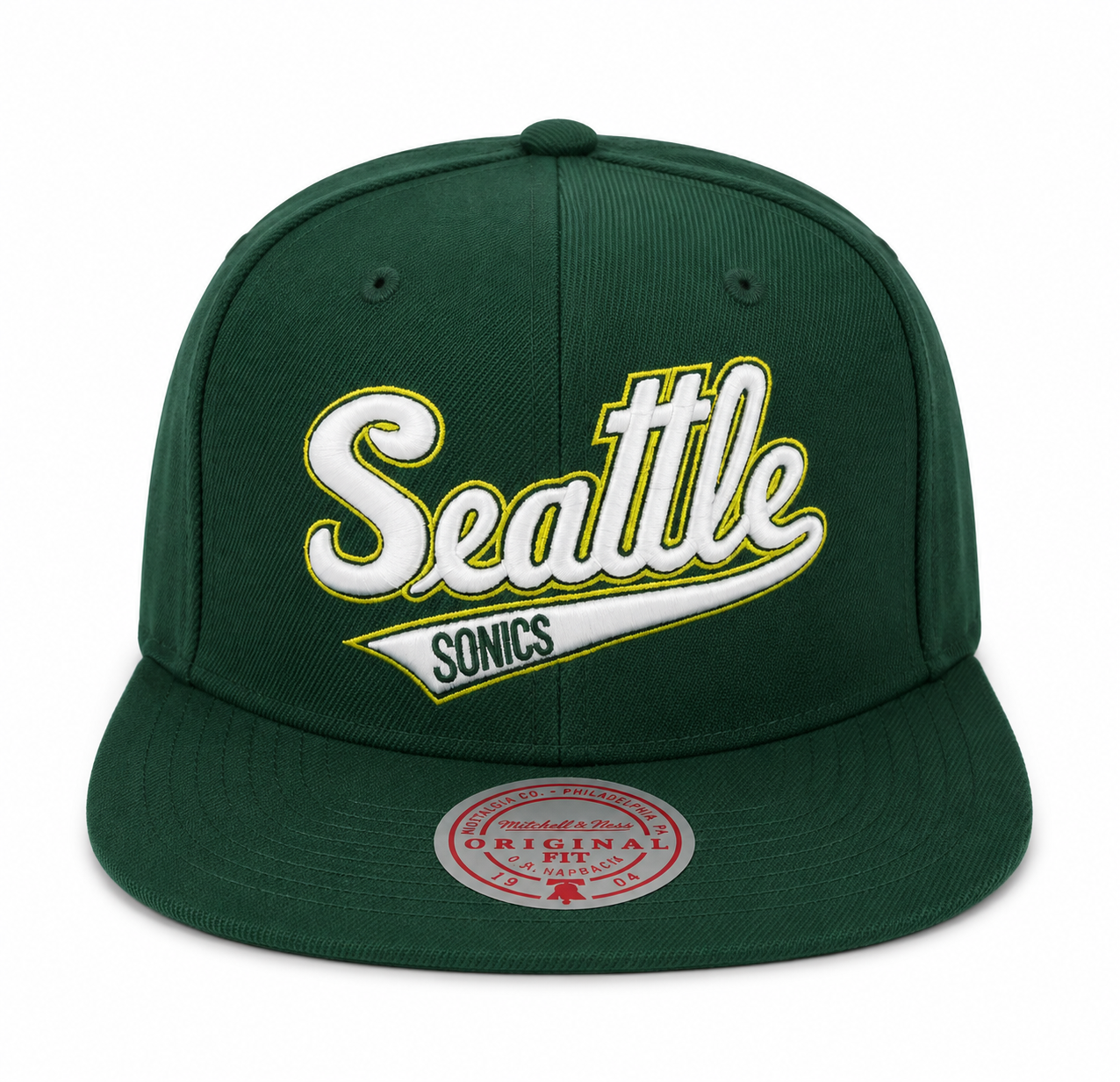 Men's Seattle Supersonics NBA Core Basic Green Script HWC Mitchell & Ness Snapback Hat