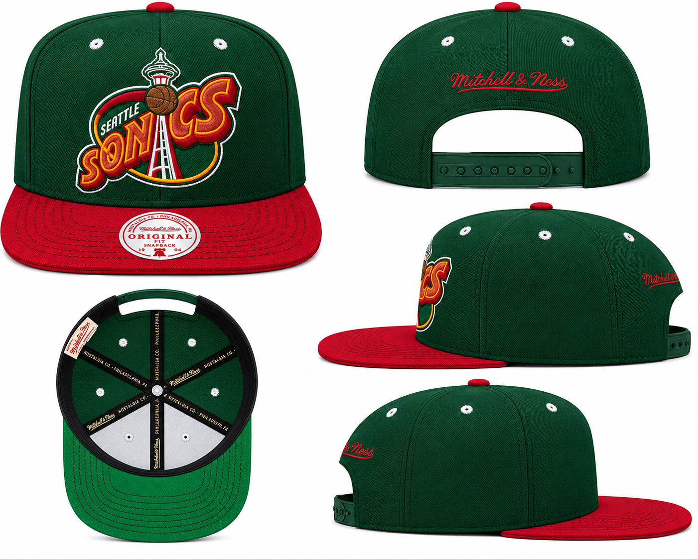 Mens NBA Seattle SuperSonics 2-Tone 2.0 Snapback Hat By Mitchell And Ness