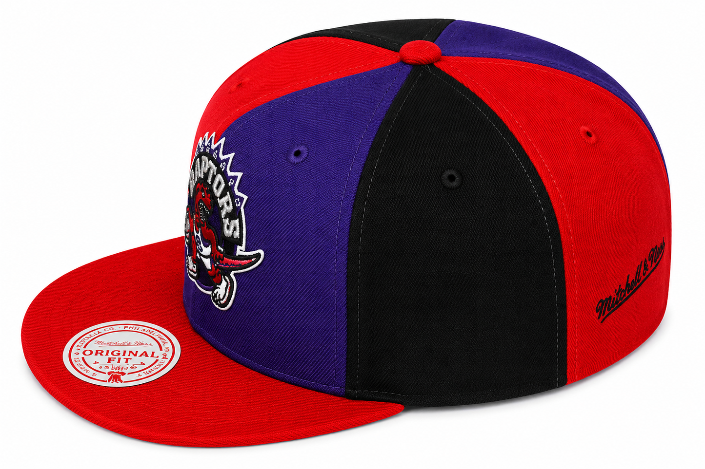 Men's Toronto Raptors Mitchell & Ness NBA Pinwheel Snapback Hat-HWC Logo