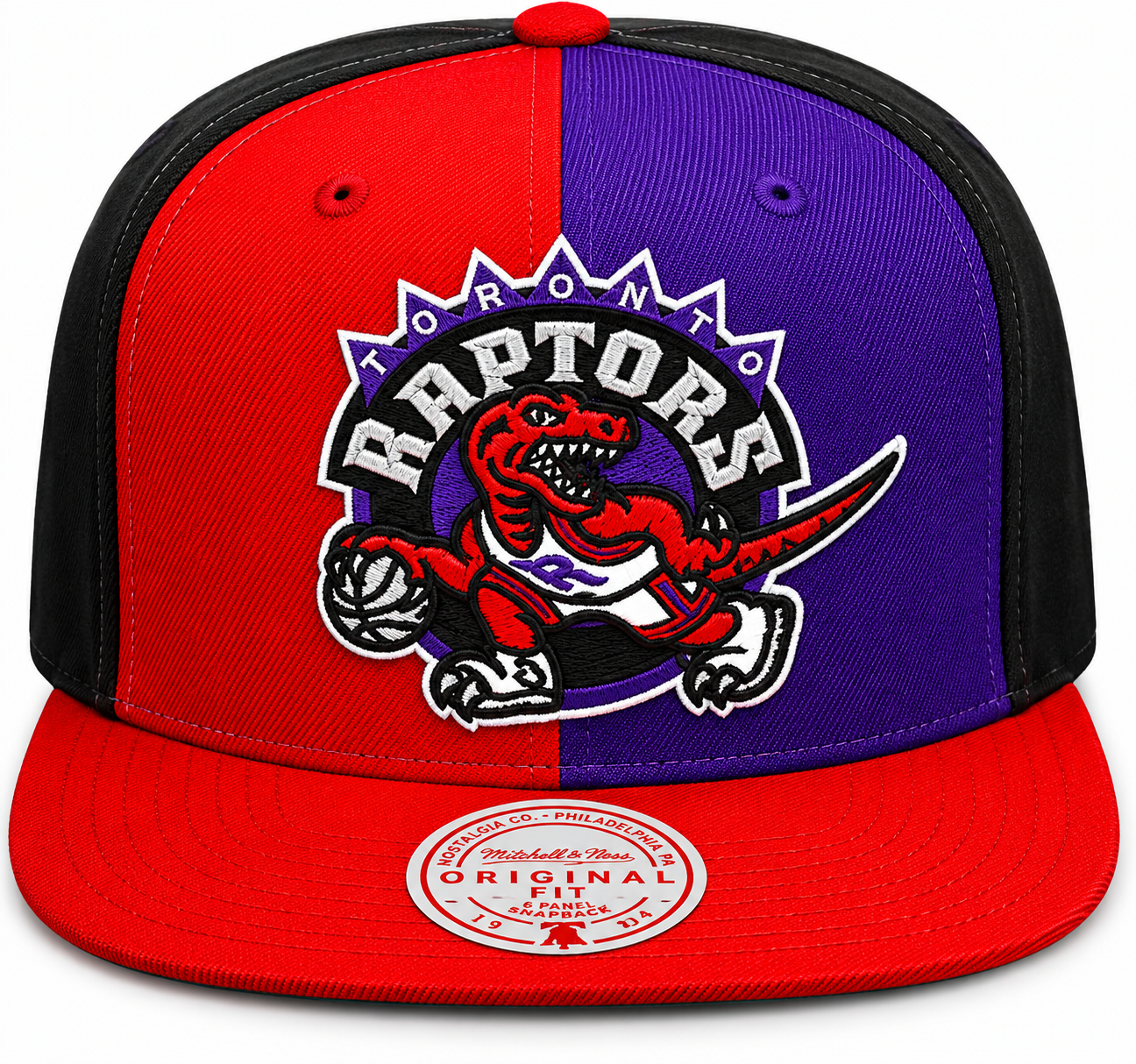 Men's Toronto Raptors Mitchell & Ness NBA Pinwheel Snapback Hat-HWC Logo