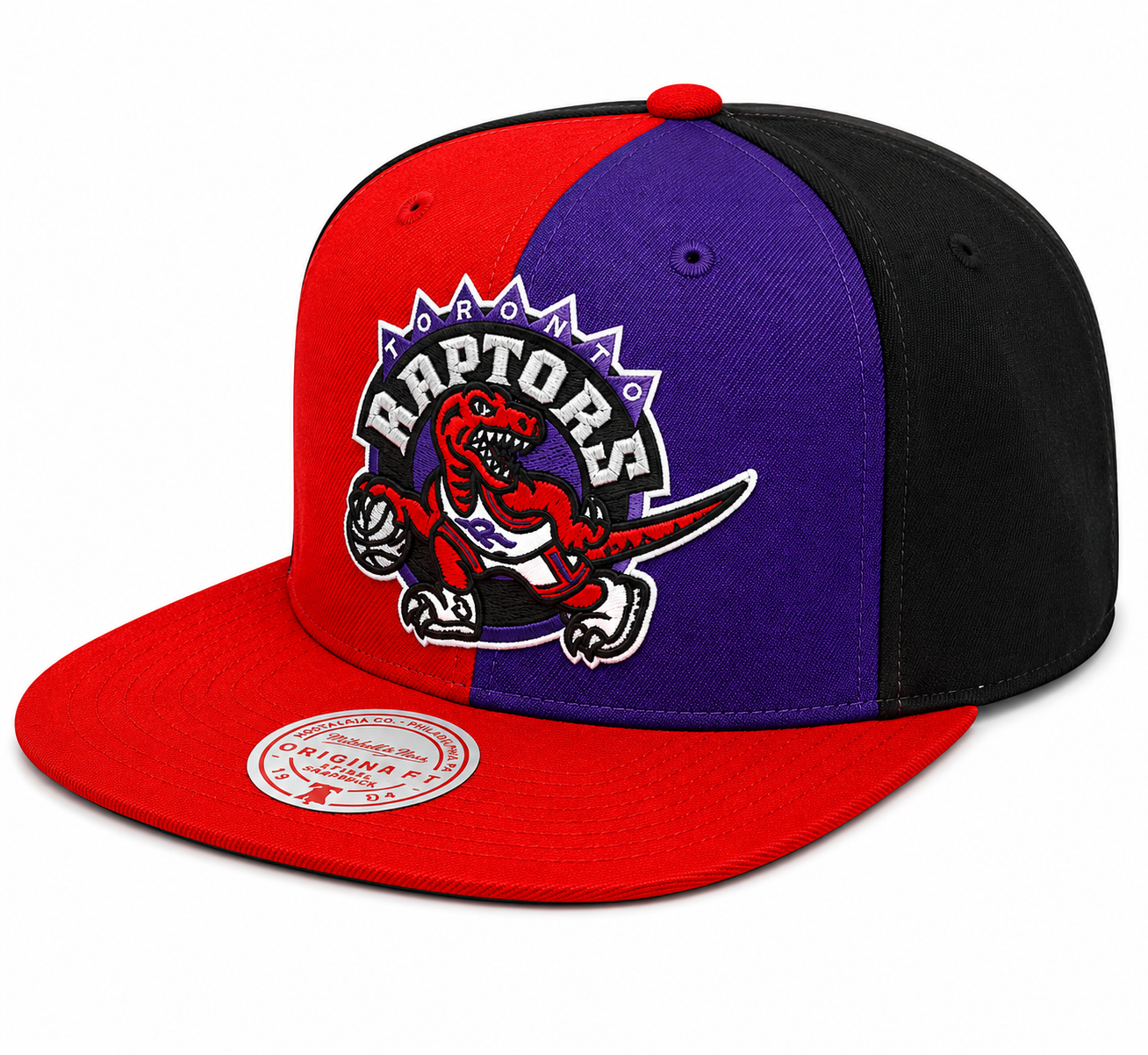 Men's Toronto Raptors Mitchell & Ness NBA Pinwheel Snapback Hat-HWC Logo