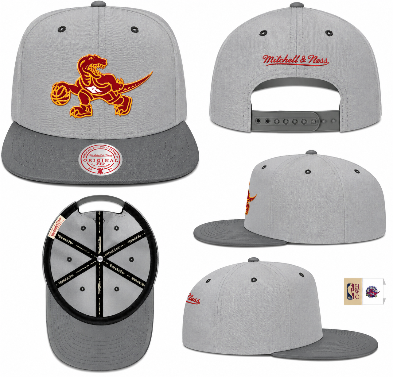 Men's Toronto Raptors NBA Cool Grey 3 HWC 2 Tone Mitchell & Ness Snapback Hat