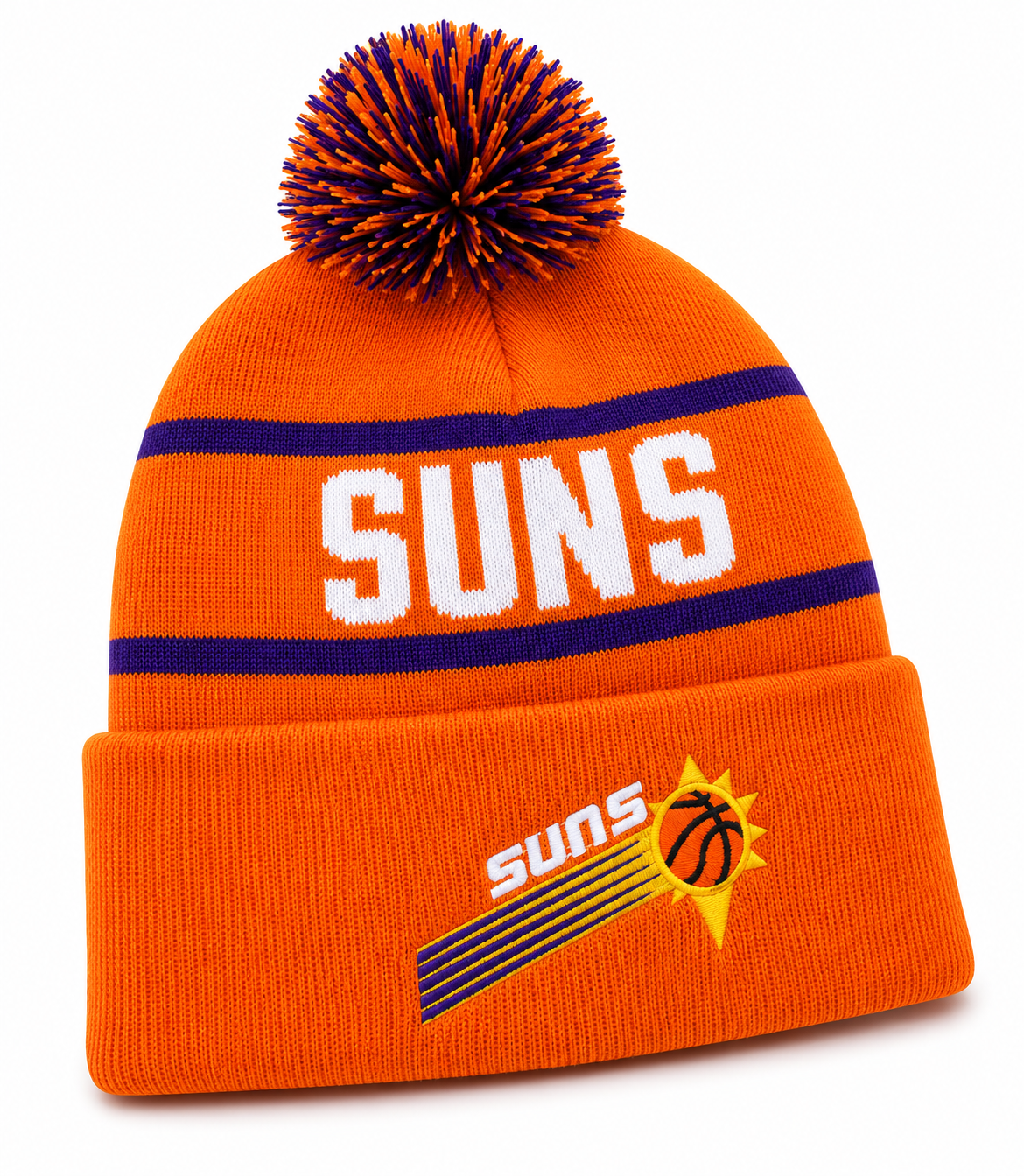 Phoenix Suns Mitchell & Ness NBA Reload 2.0 Orange Cuffed Pom Knit Hat