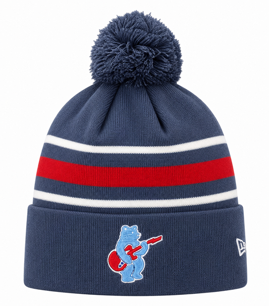 Chicago Cubs New Era Navy 2nd Alternate Guitar Bear Cuffed Knit Hat with Pom