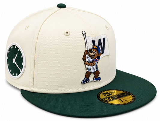 Chicago Cubs New Era Clark the Bear W Flag Chrome/Forest Green 59FIFTY Fitted Hat