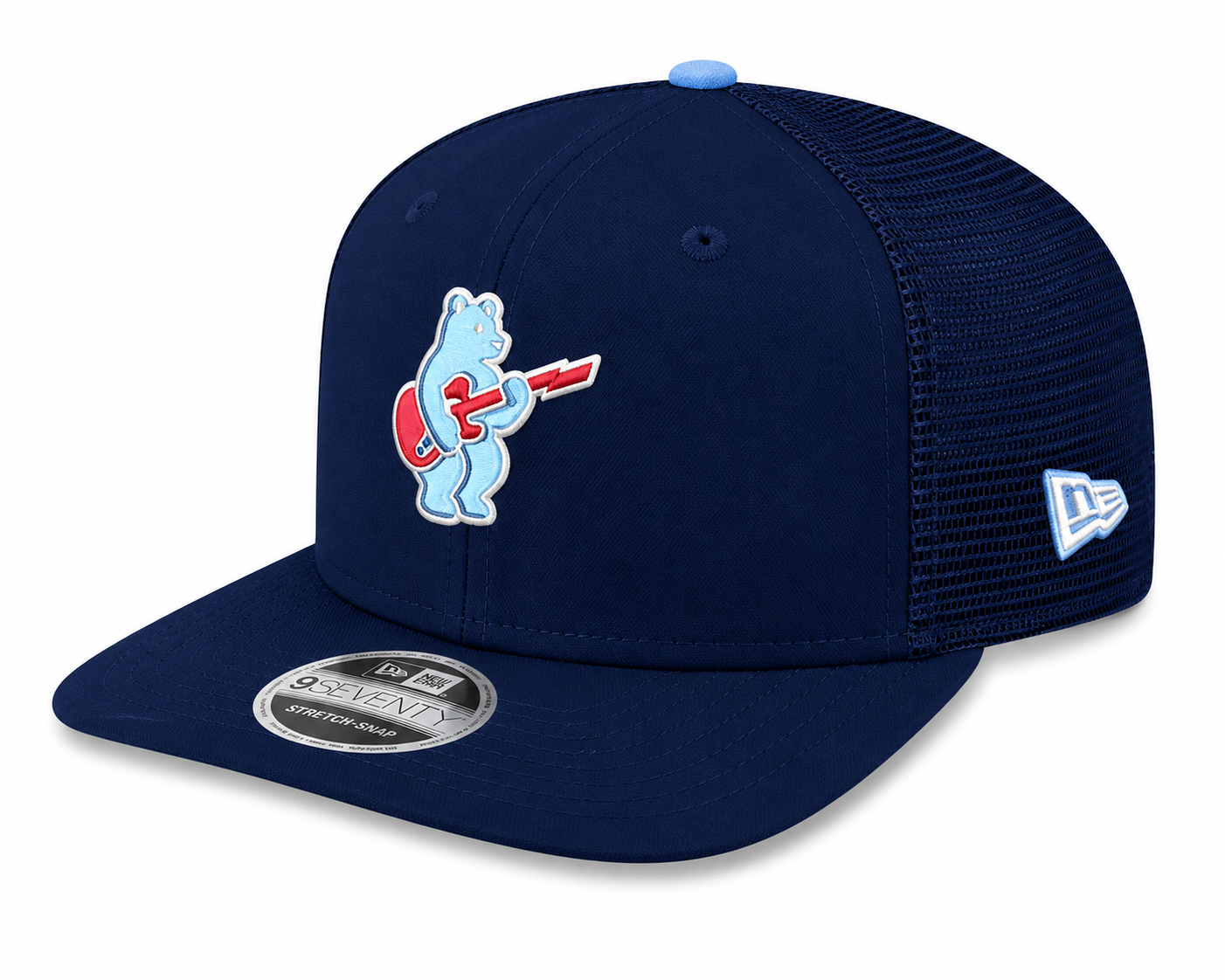 Chicago Cubs New Era Sky Guitar Bear Navy Alternate 2 9SEVENTY Trucker Hat