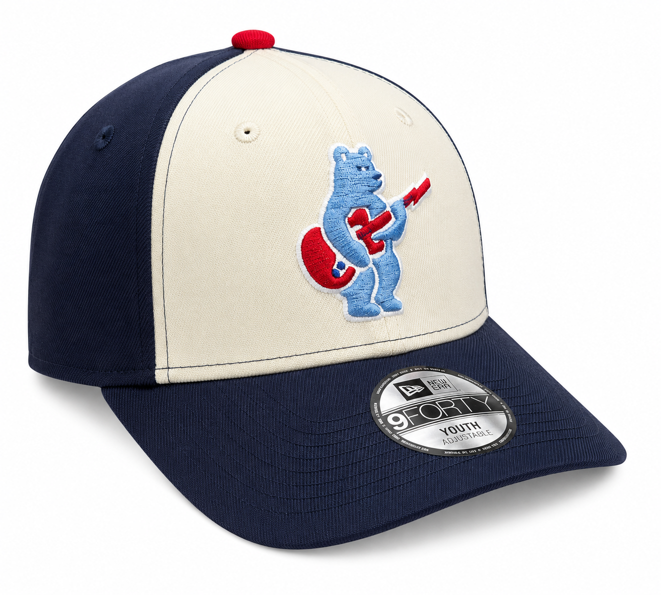 Youth Chicago Cubs Alternate 2 Guitar Bear 9FORTY Adjustable Chrome/Navy Blue Cap By New Era