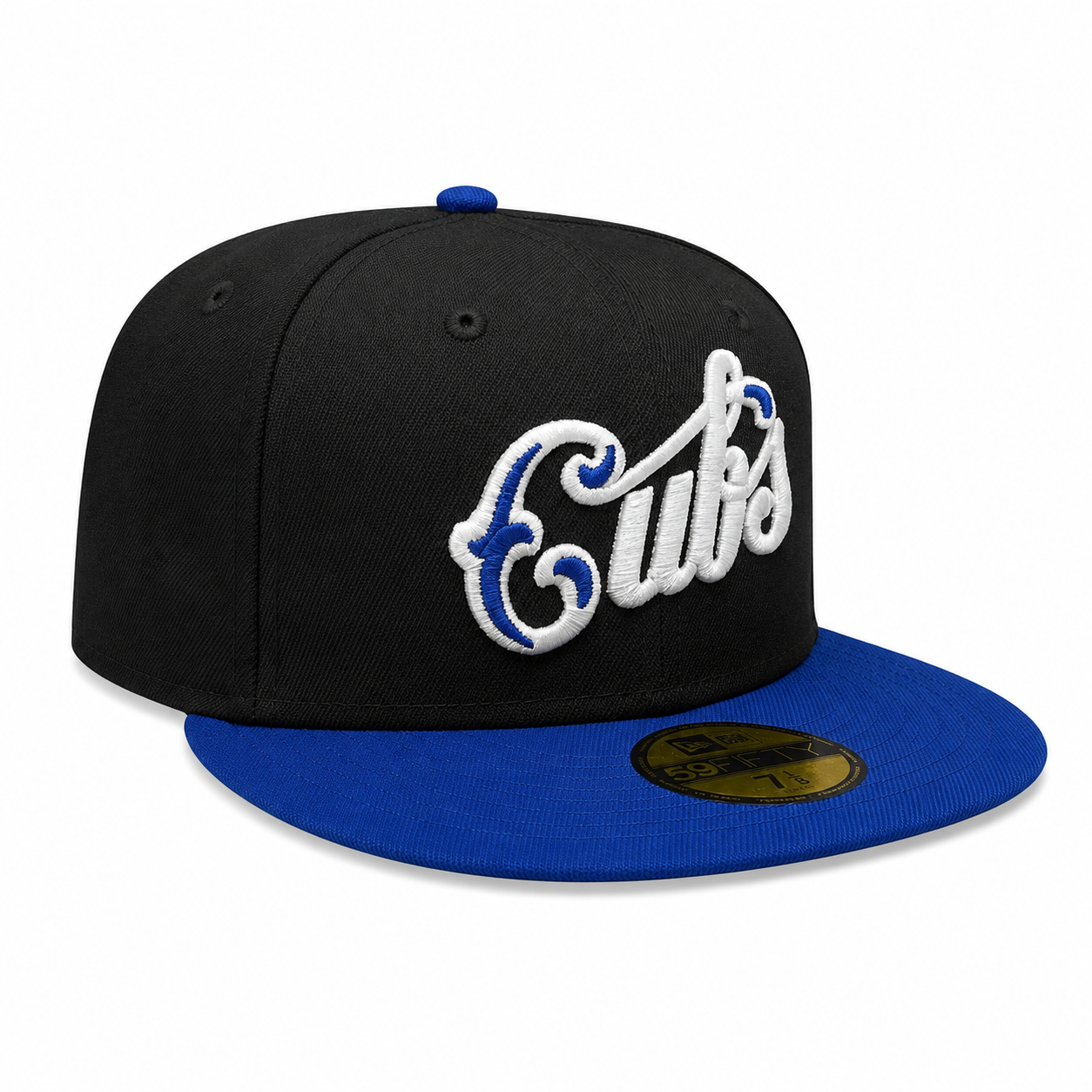 Chicago Cubs New Era Black/Royal Script 59FIFTY Fitted Hat