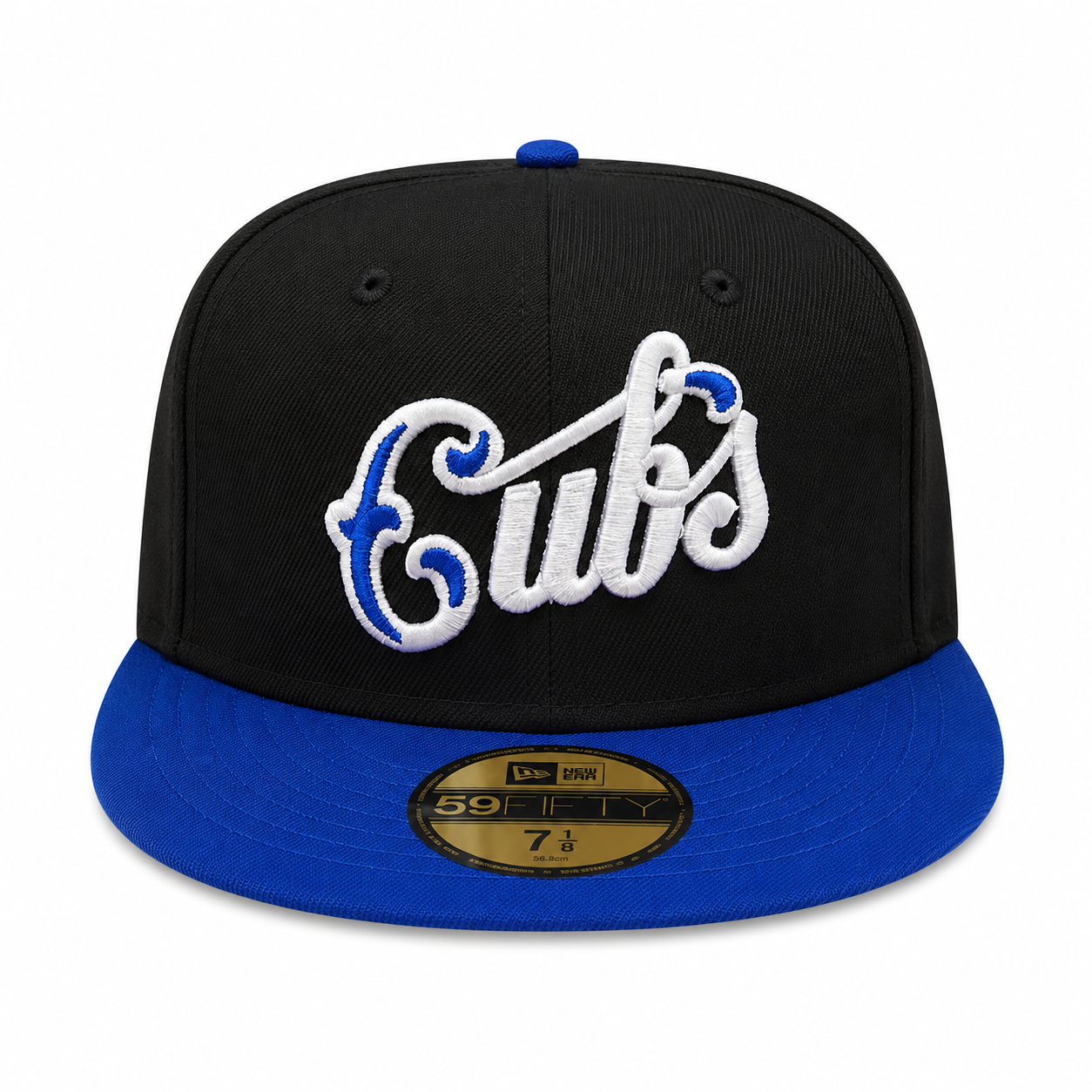 Chicago Cubs New Era Black/Royal Script 59FIFTY Fitted Hat