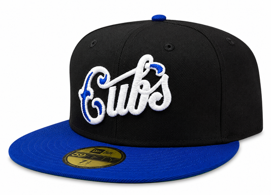 Chicago Cubs New Era Black/Royal Script 59FIFTY Fitted Hat