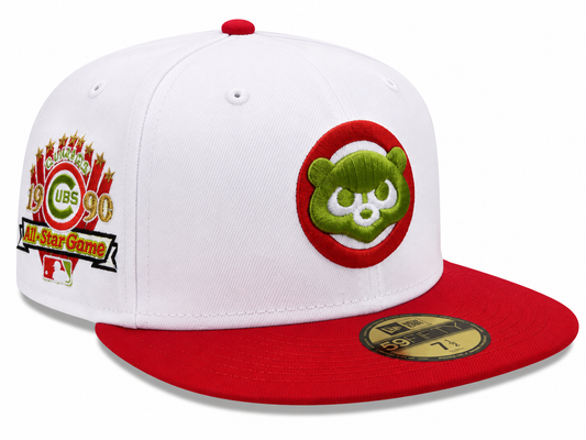 Chicago Cubs New Era 1990 All Star Game Pizza Pack White/Scarlet/Lime 59FIFTY Fitted Hat