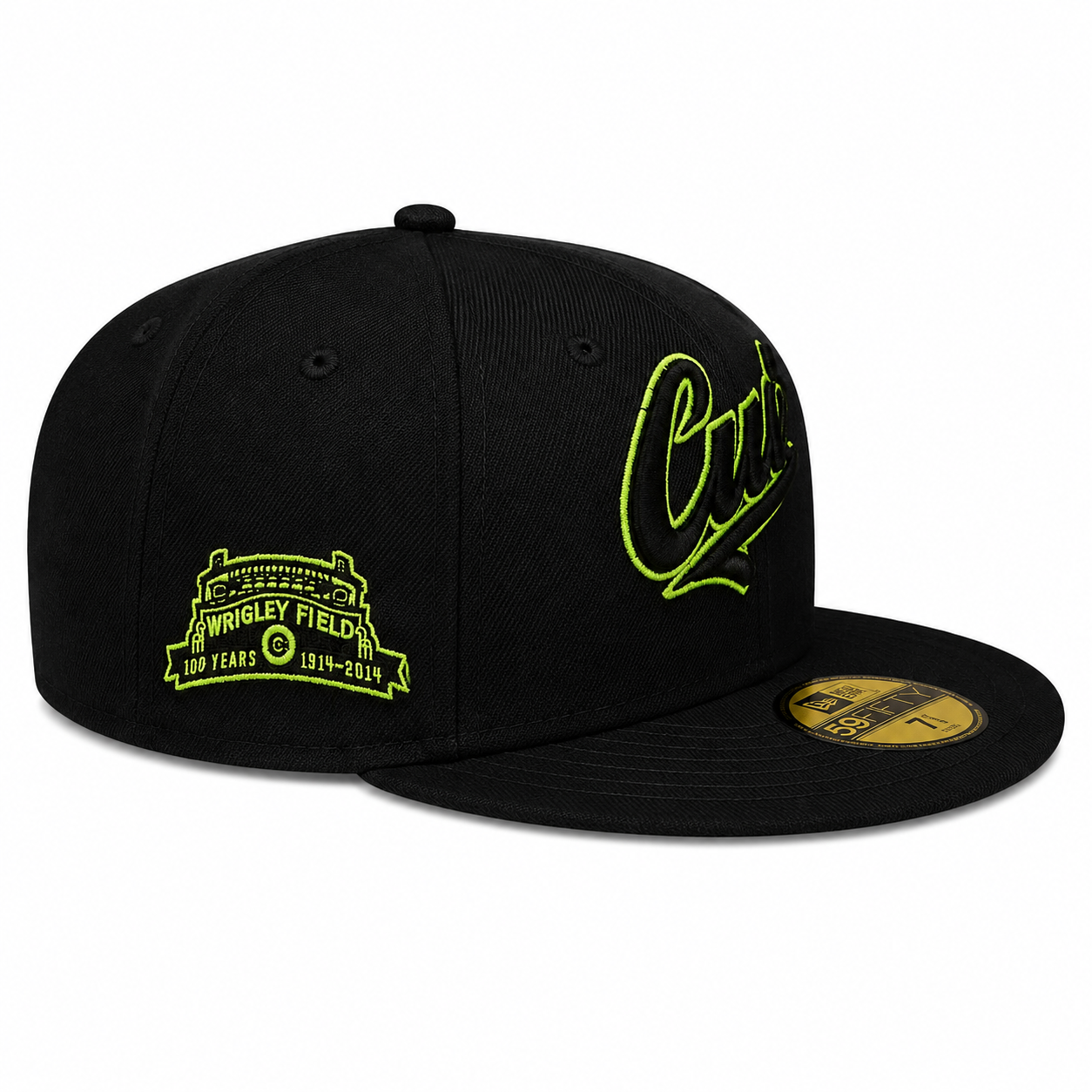 Chicago Cubs New Era Cooperstown Collection Gotham Black & Yellow 59FIFTY Fitted Hat