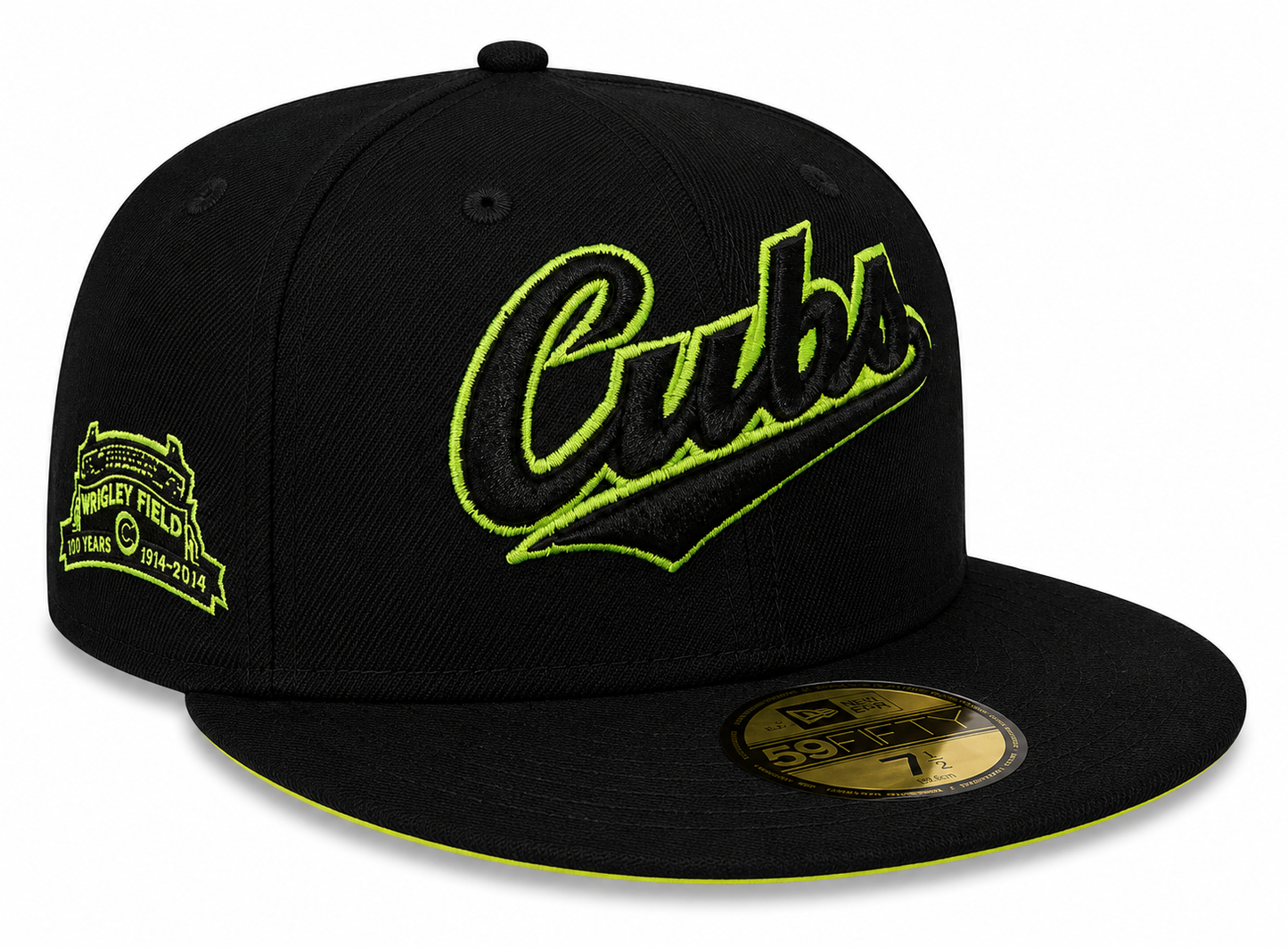 Chicago Cubs New Era Cooperstown Collection Gotham Black & Yellow 59FIFTY Fitted Hat